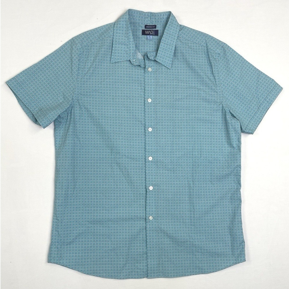 Made by Cam‎ Newton Mens Shirt Button Up Short Sleeve XL Geometric